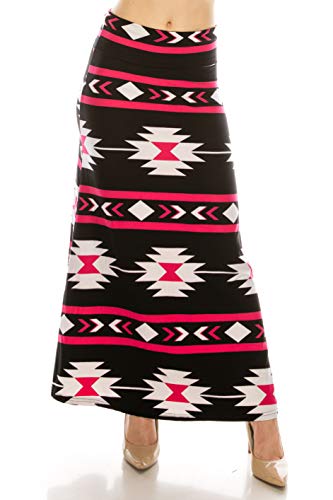 Eevee Women's Printed Foldover Waistband Fashionable Long Maxi Skirt Dress