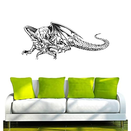 INDIGOS WG30452-70 Wandtattoo w452 Drachen Skelett Wandaufkleber 120 x 52cm, schwarz
