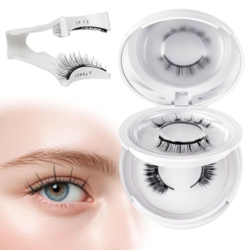 AWAVM 2 Pares de Pestañas Magnéticas Reutilizables, sin Pegamento, Caja de Almacenamiento con Espejo, Aspecto Natural, Fácil de Usar y Desmontar, Adecuada para Gimnasios, Viajes, Días Naturales