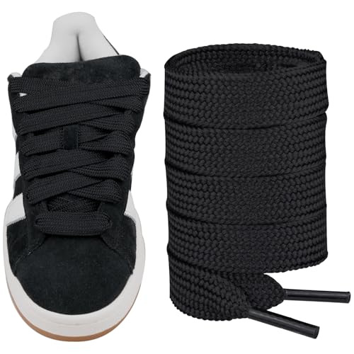 Endoto Fat Shoelaces for Adidas Campus 00s,16MM Chunky Thick Flat Wide Jumbo Shoe Laces Replacement Laces for Sneaker shoes(Color:Black,Size:54Inch)