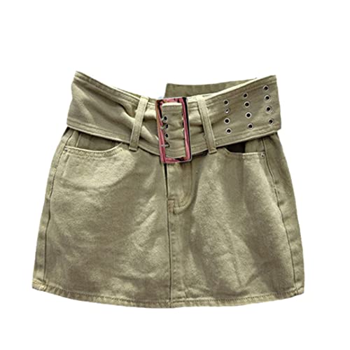 Jupe courte en jean taille haute Alloaone qui affine la taille sans serrer