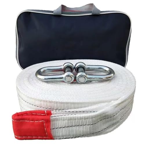 Heavy Duty Tow Strap, Flat Tow Rope 10 Ton, Tow Line Belt with Safety Hook Storage Bag Reflective Stripe, Tow Straps for Trailers Cars Trucks Jeeps Boats (9 M)