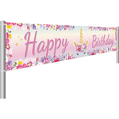 Huge Unicorn Happy Birthday Banner Colorful Unicorn Theme Banner Unicorn Birthday Party Sign For Outdoor And Indoor Hanging Decor Party Supplies (1.3 X 8.2 Feet) #TOP7