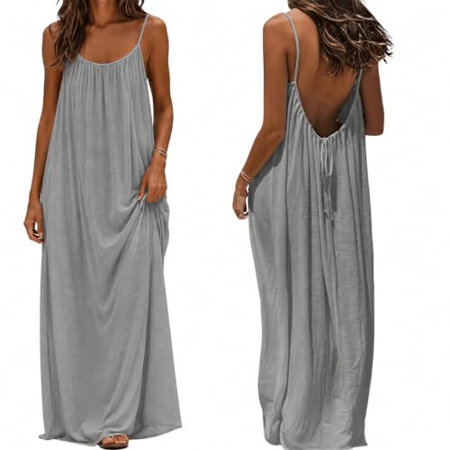 Robe caraco dos nu longue d'été sans manches pour femme chic
