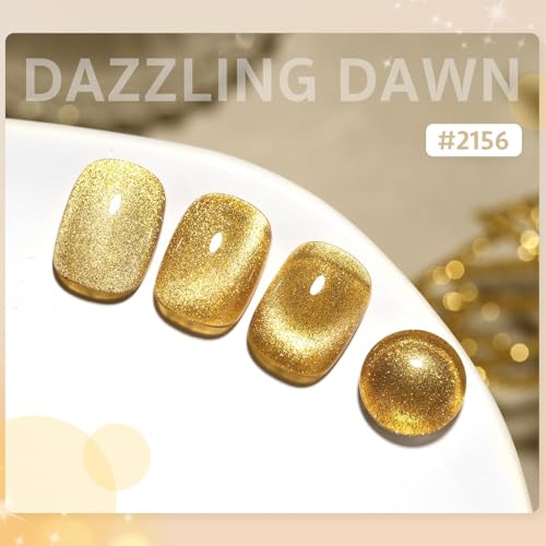 Image of BOLT BEE 9ML gold 9D Galaxy Cat Eye Gel Nail Polish Glitter Magnetic Art Polish for Nail Designs | LED Soak-Off Gel Lacquer Strong & Long-Lasting Nail Art for Home & Salon - (9ml, Gold)