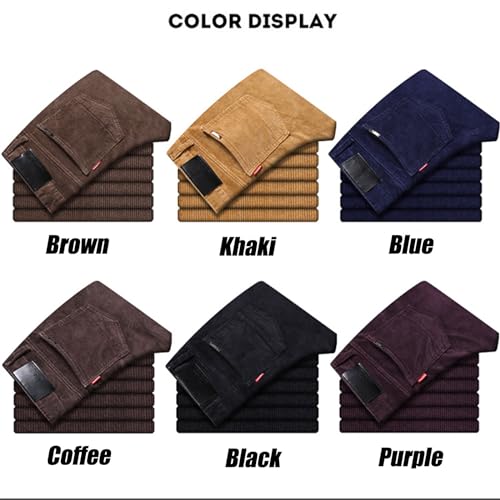 Men's Classic-Fit Corduroy Pant Cotton Flat Front Relaxed Straight Fit Stretch Fall Winter Casual Chino Trouser3