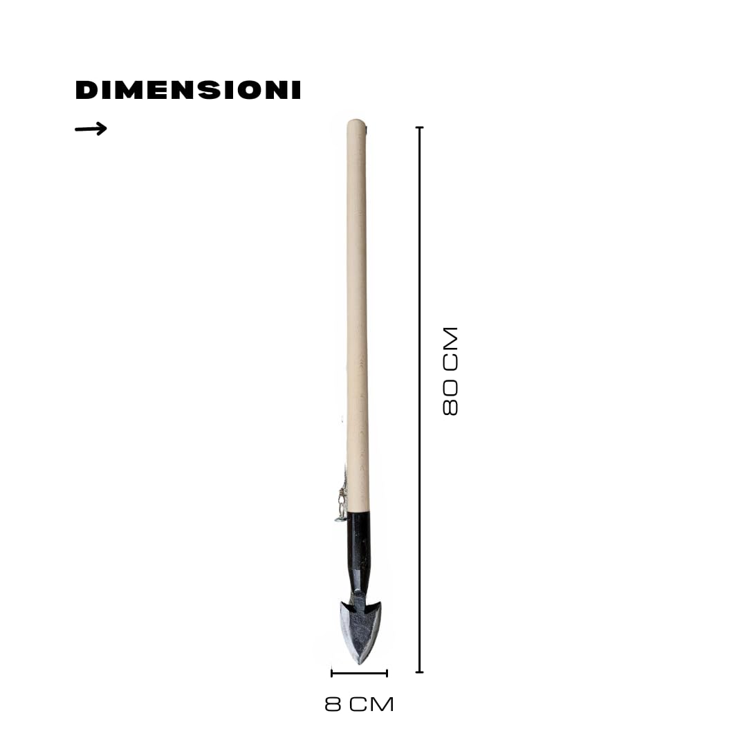 Vanghetto per Tartufi Professionale con Punta in Acciaio Temprato I Manico in Legno Verniciato I Completo di Cinturino in Nylon per il Trasporto a Tracolla (LANCIA GRANDE)