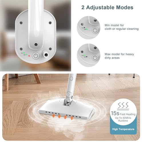 Image of 7-in-1 Steam Mop, 1200W Rotated Steam Cleaner for Home, 2 Modes, 400ML Removable Tank, 23FT Power Cord, 2 Pads, Multi-Surface Steamer for Hard Floor, Laminate Floor, Tiles Cleaning (Ocean Blue)