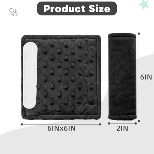 Image of GFU Car Seat Strap Pads for Baby, Soft Shoulder Pads for Comfort, Reversible Seatbelt Covers for Kids, Perfect for Baby Car Seat, Stroller, Swing, High Chair, Size: 6.5 x 6.5 inch, Black