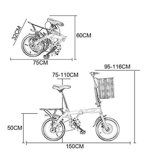 Mini Faltrad Rennrad Erwachsene Männlich Studentin Fahrrad City Bike Leichtes Fahrrad Herren (Größe: 14 Zoll / 16 Zoll / 20 Zoll) – Bild 8