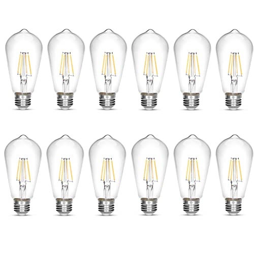 LED Edison Bulb 4W, Vintage 40W 5500K E26 Non Dimmable (Pack of 12)