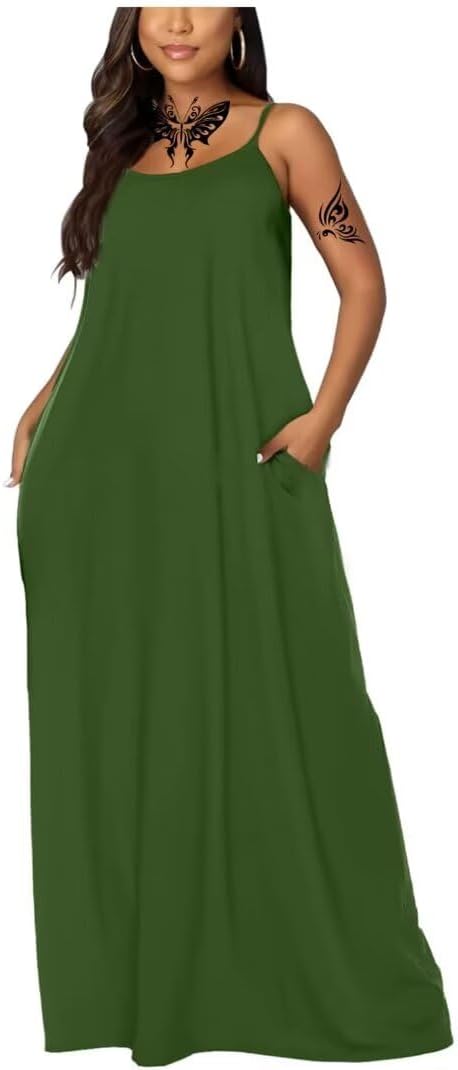 Women's Summer Maxi Dress Long Dress Casual Boho Sleeveless Strap Smocked Tiered Long Beach Sun Dresses - Image 4