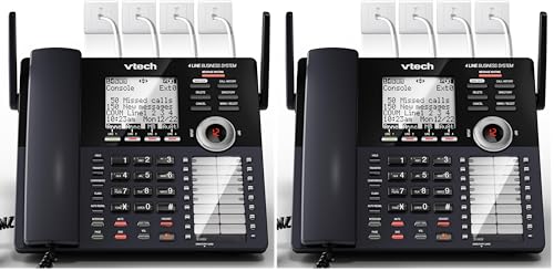 Image of VTech AM18447 Main Console 4-Line Expandable Small Business Office Phone System with Answering Machine, Intercom, Auto Attendant & Music on Hold, Black (Pack of 2)