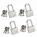 4 Pezzi Lucchetti in Finto Acciaio Inox con Chiave,Lucchetto Lungo,Lucchetti con 16 Pezzi Chiave,per Capannoni,Armadietti,Noleggio Biciclette,Tool Box,30 mm (Lucchetto con Motivo Casuale)