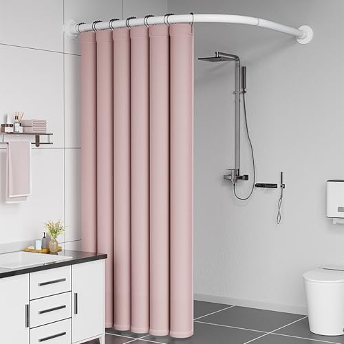 Barra De Cortina De Ducha En Forma De L Extensible, Barra Ducha Curvada De Acero Inoxidable, Barra Cortina Baño Esquina Sin Taladro, Para Cuarto De Baño, Bañe(Size:D 70 95cm x 105  165cm,Color:blanco)