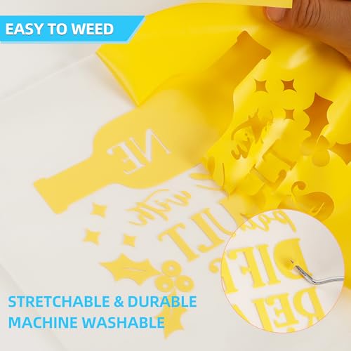 Image of Guangyintong Yellow HTV Heat Transfer Vinyl Rolls, 12 inch X 100ft Iron on Vinyl PVC Adhesive for T-Shirt, Easy to Cut & Weed for DIY Design