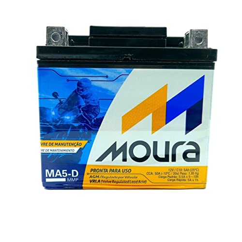 Bateria Moura AGM Vrla Para Motocicletas Ma5-D 12V 5Ah - Polo Direito