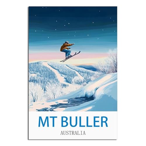 Poster de voyage vintage Mt Buller Australie 50 x 75 cm pour décoration murale rétro