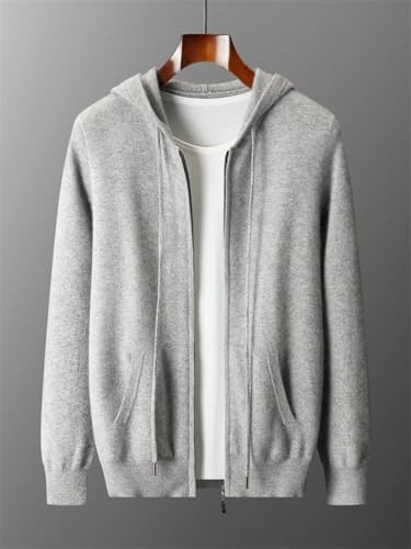 Men's Winter Cardigan 100 Percent Merino Wool Casual Hooded Open Stitch Solid with Pockets Thick Knit3