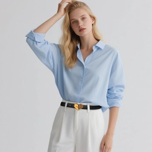 Image of Aurolran Women's Leather Belt with Buckle - Ideal for Dresses, Jeans, and Coats