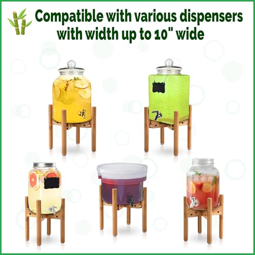 ZPirates Drink Dispenser Bamboo Stand/Holder - Adjustable, Holds Dispensers for Beverage, Lemonade, Juice and Hot/Cold Drinks - Suitable for Small-Medium Sizes (1- 2-Gallon)