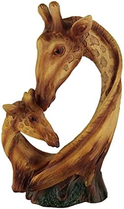 Everspring Faux Carved Mother and Baby Giraffe Head Wood Look Statue