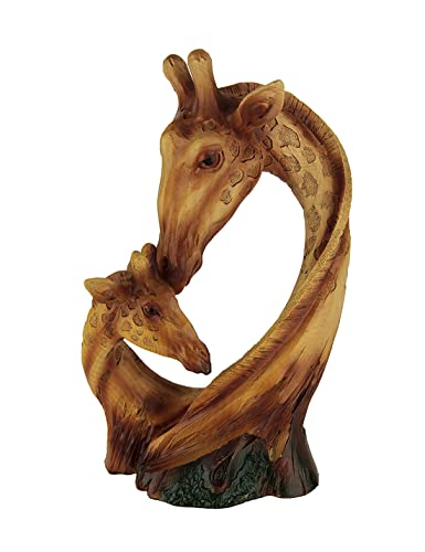 Everspring Faux Carved Mother And Baby Giraffe Head Wood Look Statue #TOP10