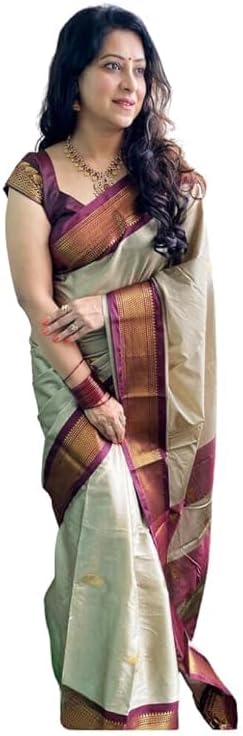 Women's Kanjivaram Soft Lichi Silk Saree With Blouse Piece