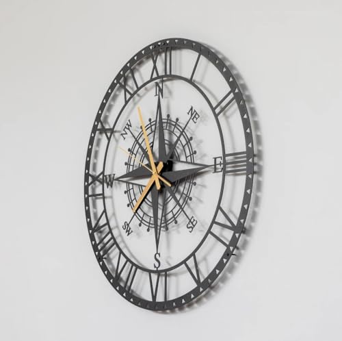 Image of Stylish Metal Wall Clock for Living Room, Bedroom, Office, Kitchen, Home and Hall | Antique Fancy Big Size Modern Wall Watch for Home Decor (DA-127, 50 CM)