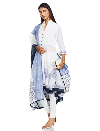 Image of BIBA Women Cotton Asymmetric Solid Suit Set