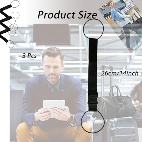 Image of 3PCS Elastic Fastening Belt for Luggage, Elastic Ring Luggage Binding Strap Adjustable Luggage Bag Fixing Strap Clamping Strap, Travel Bag Luggage Elastic Rope Binding Strap
