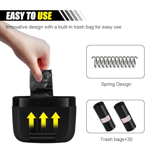 Image of smilfuy Mini Car Trash Can with Lid, Leakproof & Waterproof Auto Dustbin Garbage Can with 30 Trash Bags, Car Organizer and Storage for Automotive Home Office Kitchen Bedroom (Black, 1PCS)
