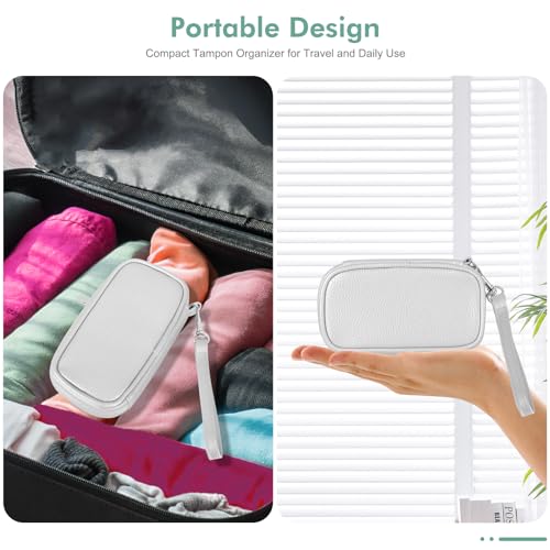 Image of Tampon Holder for Purse - Portable Tampon Storage Bag with Zipper - Period Bags for Women (Silver)