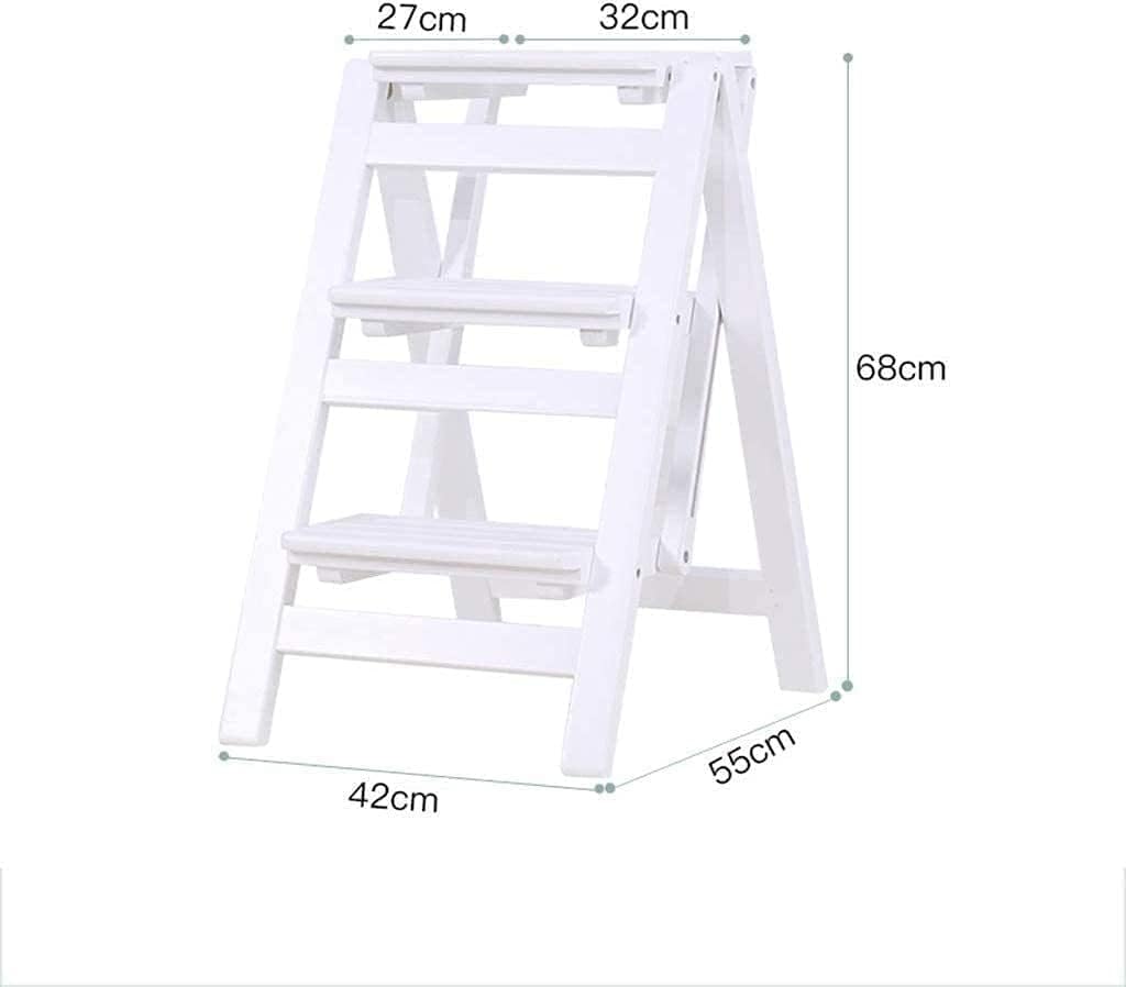 OKUOKA Chair Adult 3 Step Ladder Stair Seat Wooden Staircase Shelf Stepladder Dual-Use Climb Widened Safety Household Kitchen Indoor Ascend,Step Stool with Handle Step Stool (Color : B)