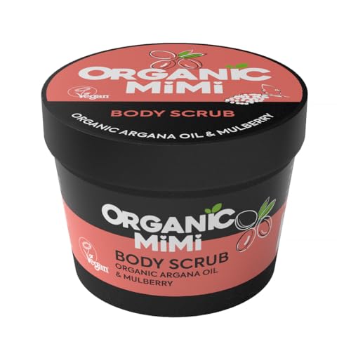 ORGANIC MIMI Body Scrub Organic Argana Oil & Mulberry, Scrub Corpo all'Olio di Argan e Gelso, Esfoliante e Idratante, Delicato sulla Pelle, Lascia la pelle Levigata, Morbida e Setosa, 120g