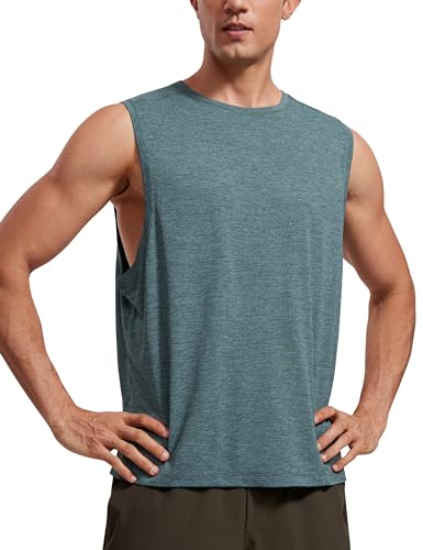 CRZ YOGA Mens Lightweight Muscle Workout Tank Tops Quick Dry Large Armhole Sleeveless Running Athletic Shirts Top