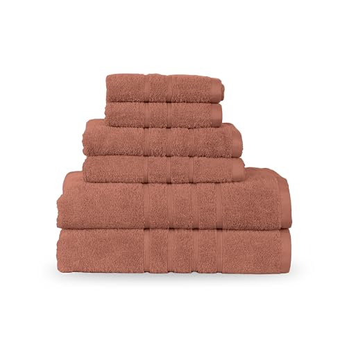 Martex 6-Piece Towel Set – Ultimate Performance – 100% Cotton – 2 Bath Towels – 2 Hand Towels – 2 Wash Cloths – Versatile – Low-Linting – Supersoft & Absorbent Bathroom Set – Easy Care – Terracotta