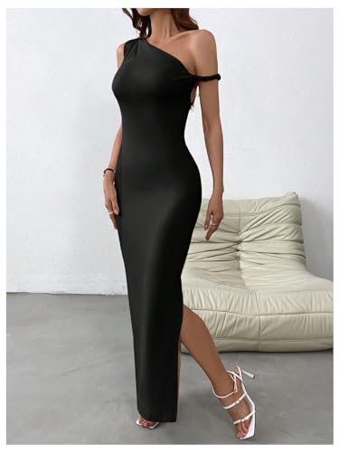 Image of Milumia Women's One Shoulder Formal Long Dress Asymmetrical Sleeveless Bodycon Cocktai Dresses