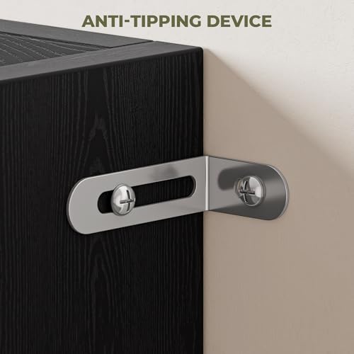 IRONCK Bookshelves and Bookcase, 6 Tiers Large Bookshelf with 4 Doors, Floor Standing Tall Display Storage Shelves for Home Office, Living Room, Bedroom, Black - Image 7