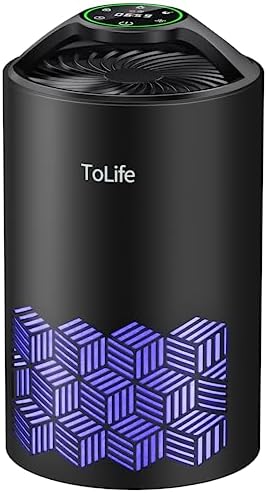 ToLife Air Purifiers for Bedroom, HEPA Air Purifier for Home, Air Cleaner, Portable Air Purifier with Low Noise Sleep Mode for Desktop Office, Black