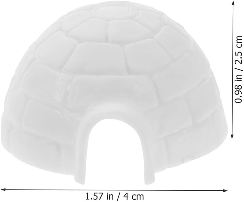 A single miniature igloo figurine with dimensions labeled as 1.57 inches / 4 cm wide and 0.98 inches / 2.5 cm high.