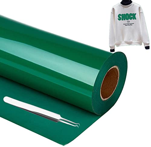NCRGB Flex Thermocollant pour Tissu Vinyle Vert 30.5×305cm(12 inch × 10ft avec Pincettes) Tissus Vinyle Thermocollant pour Diverses Machines à Graver,pour...