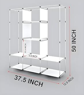 GTC Collapsible Wardrobe Portable Foldable Closet for Clothes Almira, 2 Hanging Space, 8 Shelves Non-Woven Fabric 90 GSM (88230) (Blue)