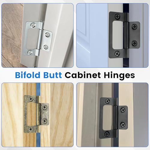 SDTC Tech 4-Pack Non-Mortise Door Hinges Bifold Butt Cabinet Hinges with Screws for Furniture Windows Cupboard etc. - 2 x 0.9 Inch, Black - Image 6