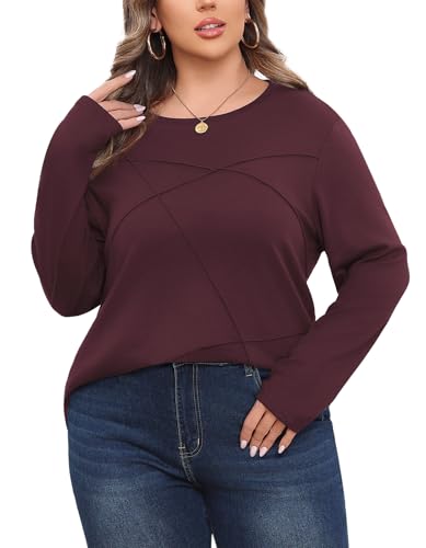 Lastshe Plus Size Long Sleeve Tops for Women Casual Fall Tunic Loose Pleated Sweaters Fashion Lightweight Shirts 20252