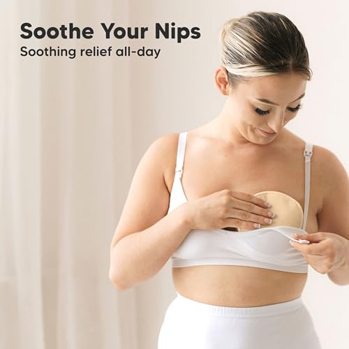 Image of 14-Pack Reusable Nursing Pads for Breastfeeding - Soft & Absorbent 4-Layers Washable Breast Pads for Leaking Milk, Viscose from Bamboo Breastfeeding Essentials, Nipple Covers (Bare Beige, L 4.8 inch)