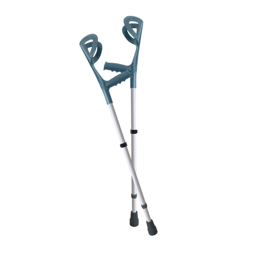 Cura Farma® Active Coppia Stampelle per Avambraccio Canadesi, Adatte a Recupero Post-​Operatorio Terapia Ortopedica, Altezza Facilmente Regolabile, Alluminio GRIGIO Robusto e Leggero x2