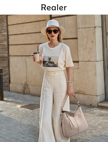 Image of Realer Hobo Crossbody Bags for Women Designer Faux Leather Hobo Handbags Retro Large Size Shoulder Bag Bucket Purse