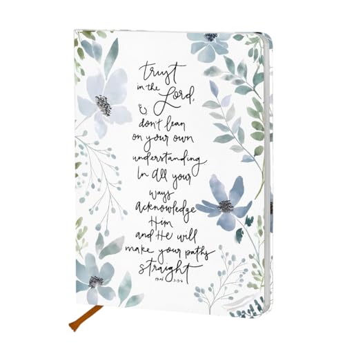 Cuaderno forrado de la Biblia, regalos cristianos para mujeres, 200 páginas, 5.6 x 8.5 pulgadas, cuaderno de papel grueso con rayas universitarias para escribir, cuadernos de cuero de tapa dura A5