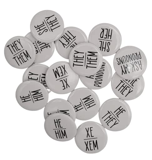 Bulk pronoun pins (1 inch) multiple pack sizes - plain black and white (Pack of 750)